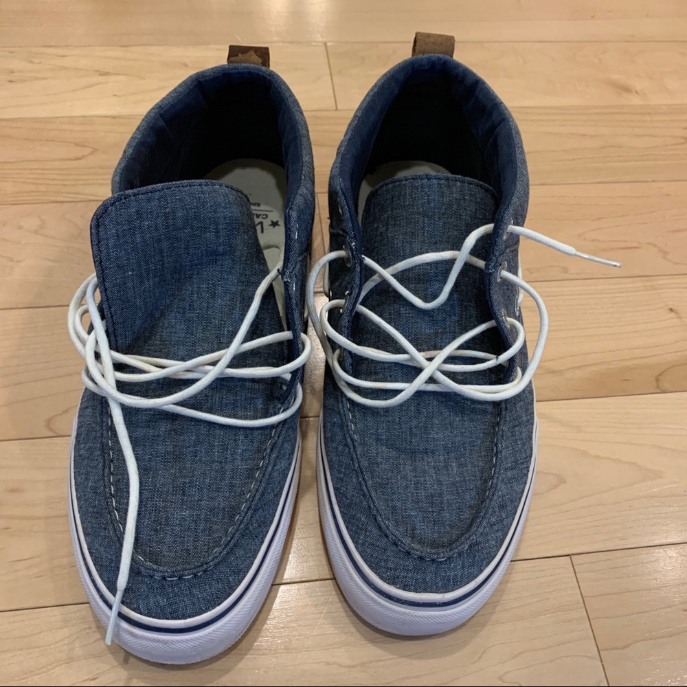 Vans Mid Boat Shoes Denim Blue Canvas Twill - Picture 3 of 10